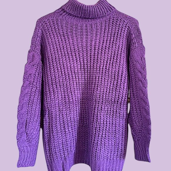 Plus Size Textured Cable Knit Ribbed Hem Turtleneck Sweater 4XL (Fits Smaller) - Picture 1 of 6